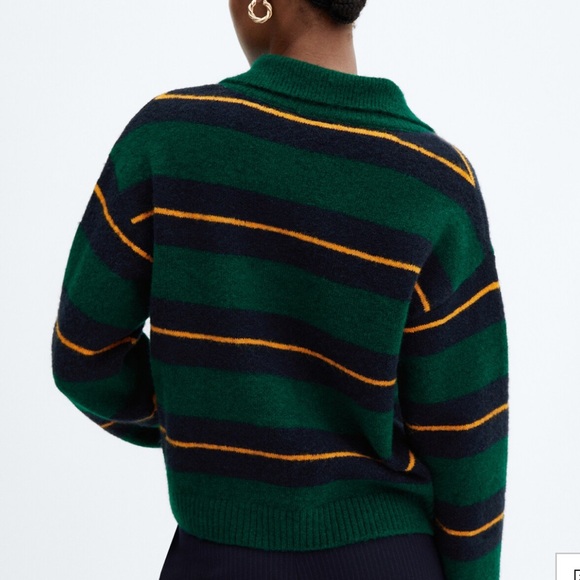 XS MANGO - women’s striped long sleeve polo - Picture 5 of 8